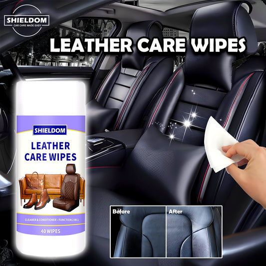 [40 Leather Care Wipes] 40 Leather Care Wipes | Car Seat Leather Conditioner Wipes for Leather Couches, Automotive Interior, Boots, Handbags, Shoes, Horse Saddles