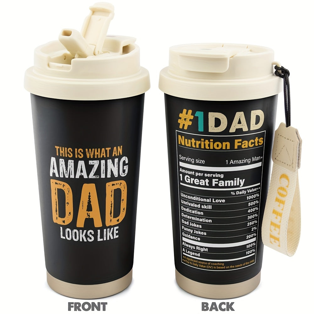 1pc, Father's Day Gifts 20oz Tumbler Gifts for Dad, AMAZING DAD Funny Print Gifts for Daddy Papa From Daughter Son Wife Birthday Fathers Day 20oz Stainless Steel Tumbler Travel Coffee Mug Cup Grandfather Husband Men Present