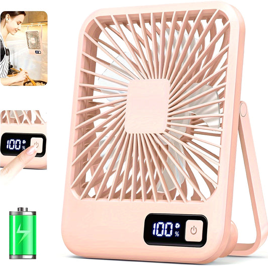 1800mAh Rechargeable YITUMU Mini Desktop Fan, 5 Gears Portable Cooling Fan, Powerful Wind, Quiet Operation, Square Shape, USB Charging, Suitable For Home, Office, Car And Outdoor Travel