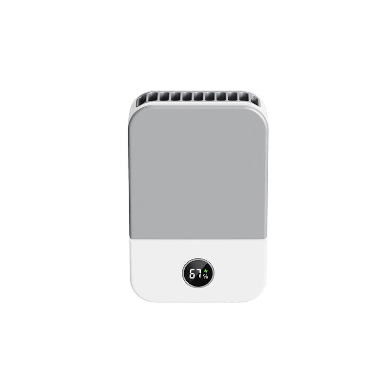 1pc Portable Three-Speed USB Fan with Waist-Hanging and Desktop Stand, Power Display, and Leafless Design