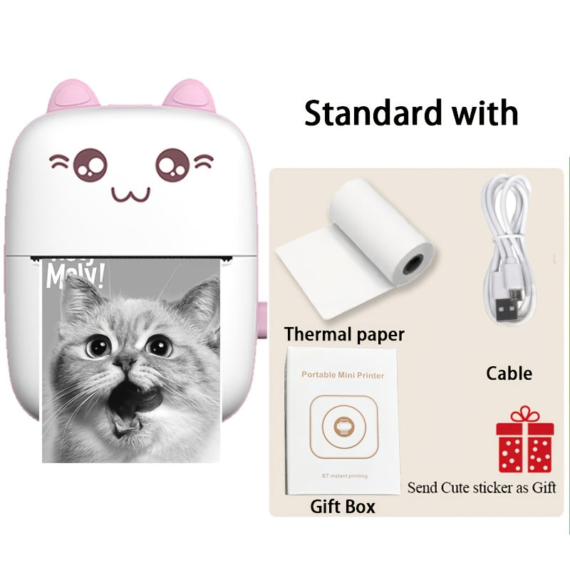 [Portable Thermal Printer] Wireless Thermal Printer | Portable Mini Pocket for Labels, Receipts, Photos, Notes, and Learning - Compact Inkless Smart Label Printer for Journals/Scrapbooks/Travel/Memo Lists/Home Office Use in Blue & Pink