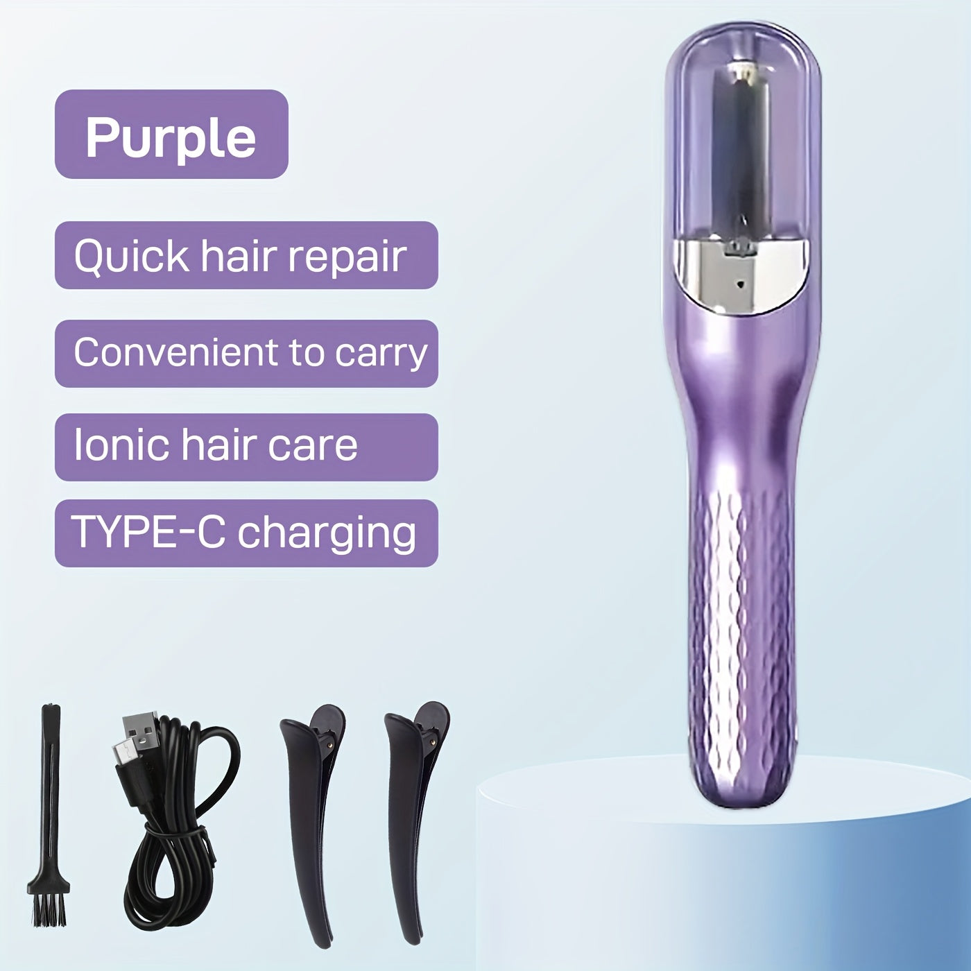 [Cordless Hair Trimmer] 2-in-1 Auto-Rechargeable Split End Trimmer & Hair Clipper | Cordless Beauty Tool for Damaged Hair (Dry, Frizzy, Curly, Brittle) - Includes Limit Comb & Hairpin, ABS Plastic Body