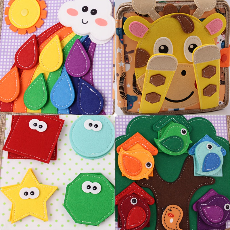 Kids Felt Quiet Books - 3D Sensory Activity Toy with Animal, Nature & Transportation Themes, Interactive Buttons & Zippers, Soft Felt Material for Fine Motor Skills & Cognitive Development, Portable Baby Learning Toy for Toddlers & Infants, Portable Story