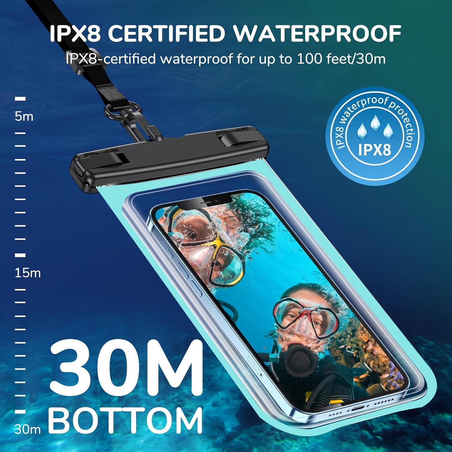 2 Pieces Waterproof Universal Phone Pouch - Up To 7.0" Waterproof Case For IPhone 14 13 12 11 Pro Max XS Plus Galaxy Cellphone Beach Vacation Essentials Dry Bag