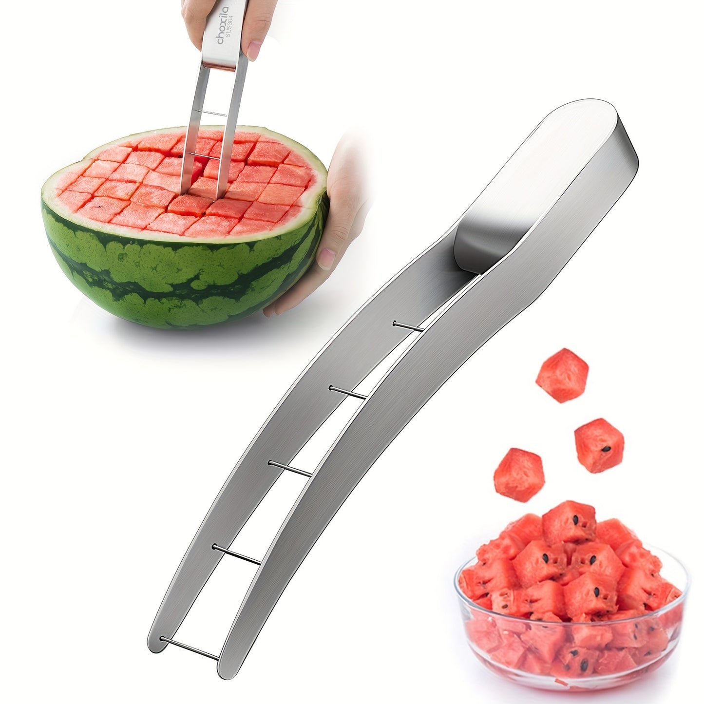 304 Stainless Steel Watermelon Slicer - Effortless Manual Tool for Perfect Cubes, Ideal for Picnics and Parties, Picnic Essentials | Modern Kitchen Tool | Durable Construction, Watermelon Slicer