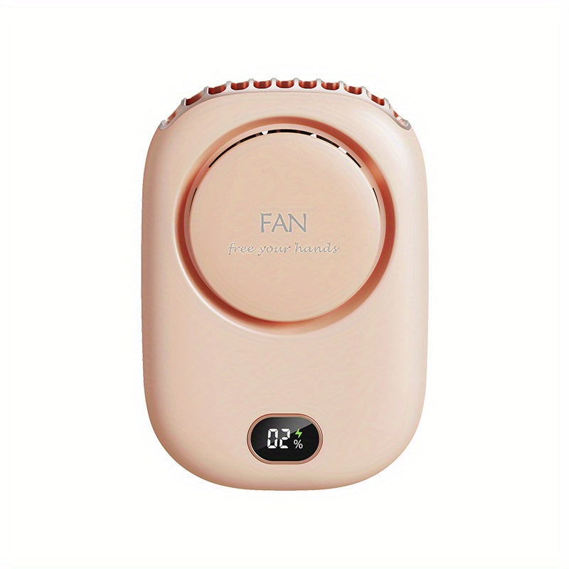 1pc Portable Three-Speed USB Fan with Waist-Hanging and Desktop Stand, Power Display, and Leafless Design