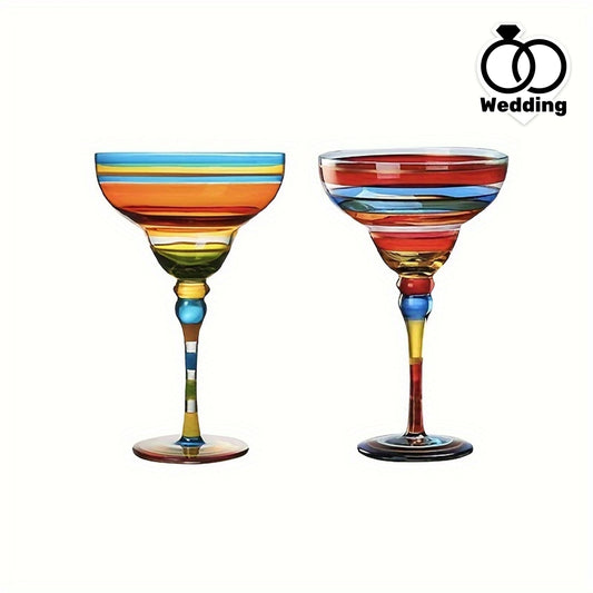 Painted Margarita Glasses, Creative Hand-Painted Cocktail Glasses, Alicia's Home Wedding Celebration Goblet
