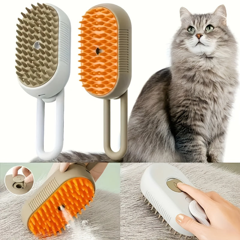[3 In 1 Steamy Brush] 3 In 1 Cat Steamy Brush, Steamy Cat Brush | Cat Brush Massaging Comb, USB Recharging Pet Grooming Comb - for Removing Loose Hair & Massaging, Suitable for All Cats & Dogs, Perfect Gift for Pet Lovers