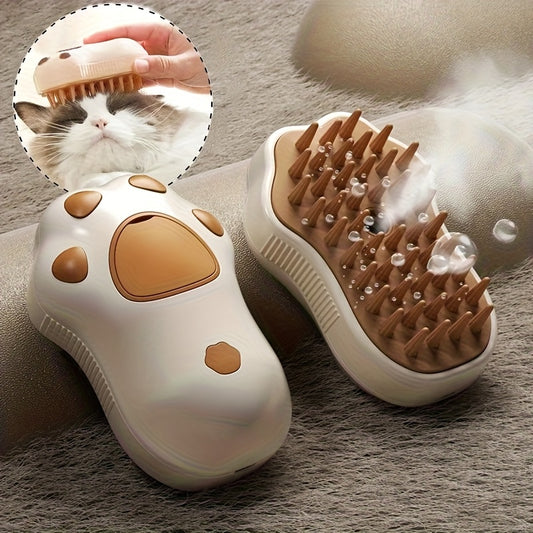 Ultimate 3-in-1 Pet Grooming Kit - Electric Steam Brush for Gentle Shedding, Detangling Comb for Mats, and Soothing Massage Tool for Relaxation - USB Rechargeable, Safe 36V or Less Voltage, Soft Silicone Brush Heads for Cats and Dogs