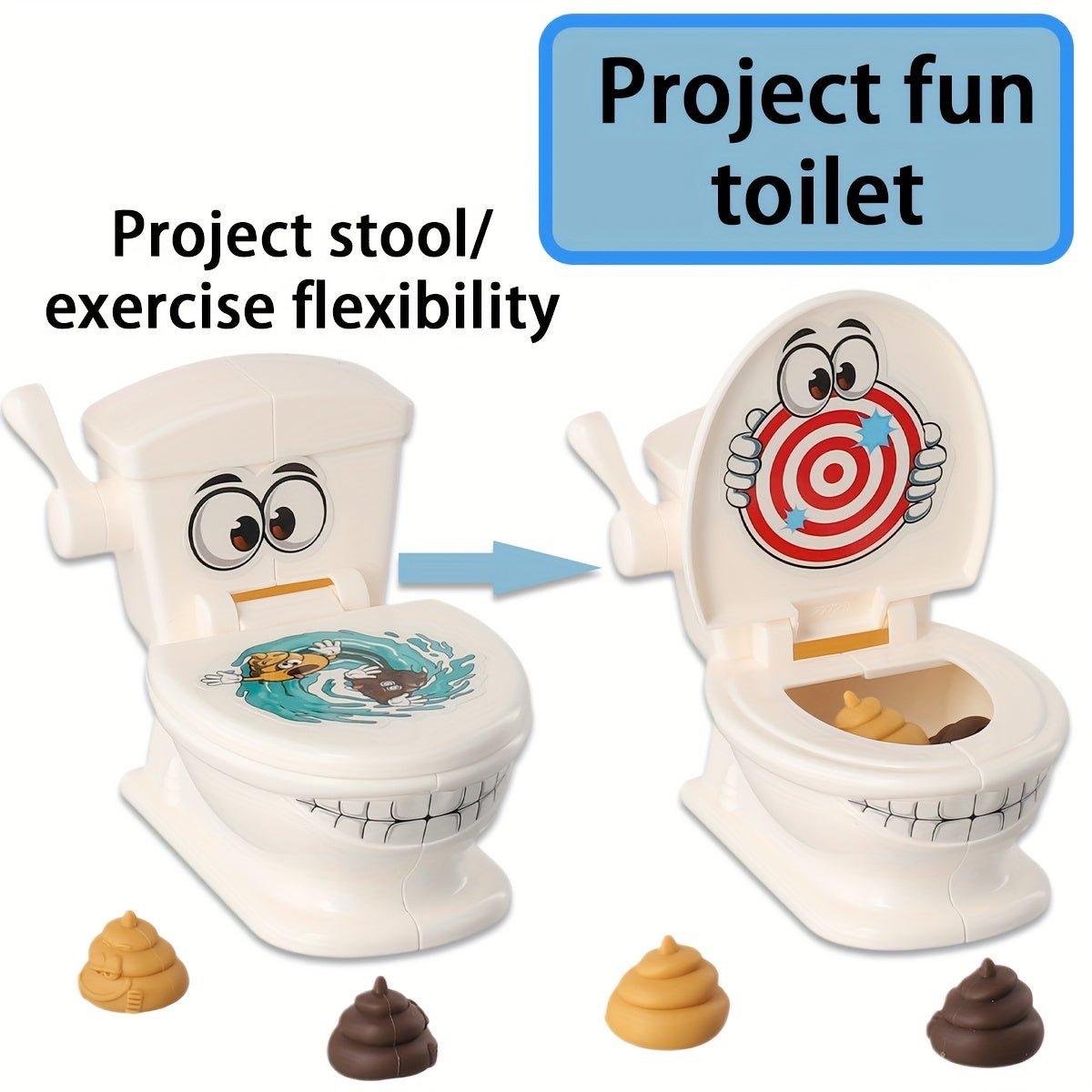 [Poop Shooting Game] Fast Crazy Poop Shooting Game - Poop Shooting | Fun Family Game for Youngsters - Includes 1 Toilet, 2 Quick Launchers, 6 Soft Plastic Toy Poops, Suitable for 3 4 5 6 7 8 9 Years Old Boys and Girls Toy Gift