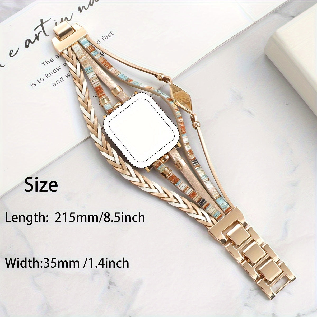 [Bohemian Metal Bracelet] Bohemian Style 1pc Multi-Layer Woven Metal Bracelet Watch Band for Apple Watch - 38mm to 49mm, Ultra Ultra 2 SE 9 8 7 6 5 4 3 2 1, Metal Buckle, No Battery Needed, Stylish Accessory