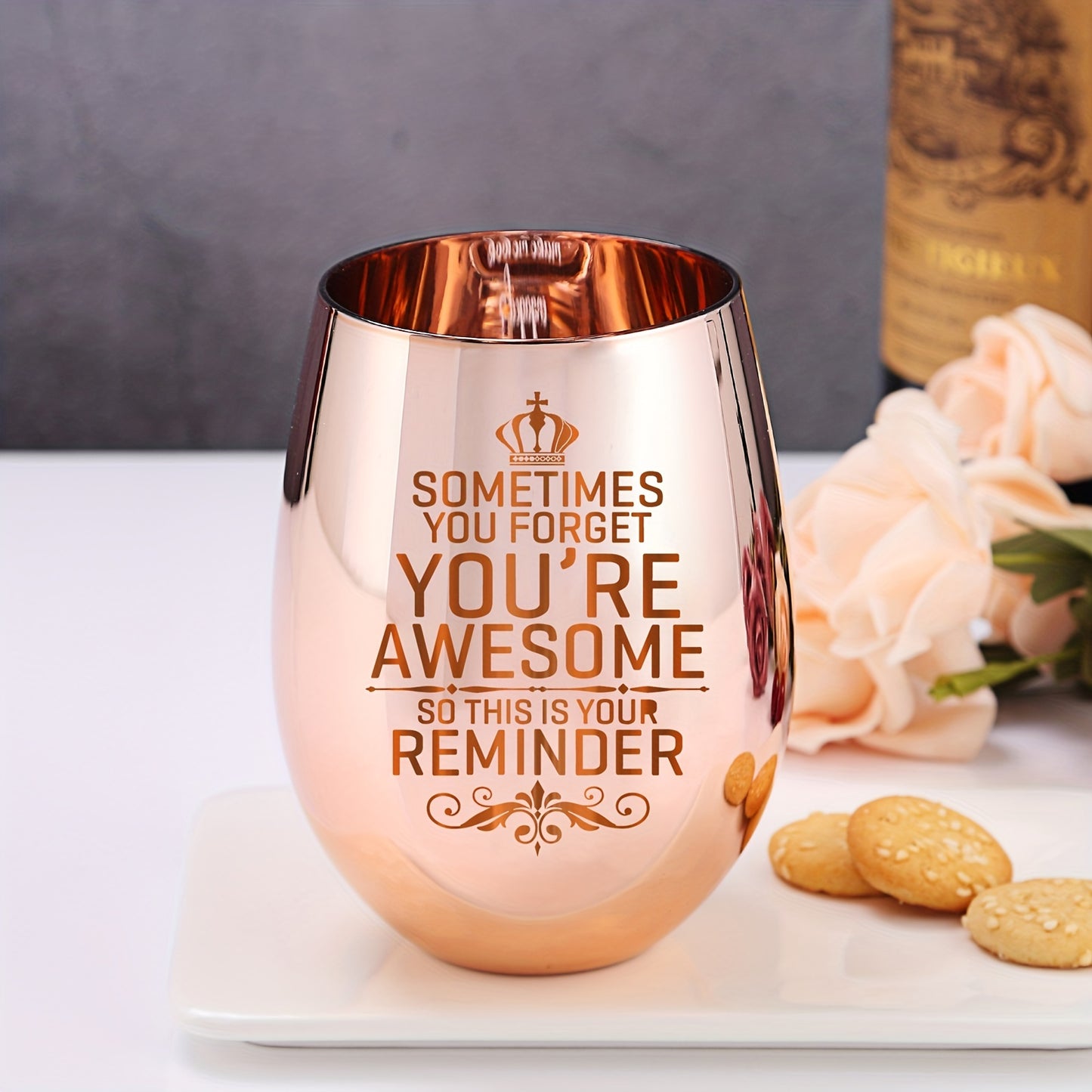 1pc Rose Golden Beer Mug, Reminder Cup for Coworkers, Teachers, Moms, and Best Friends, Perfect for Summer and Winter Drinks, Appreciation Gift