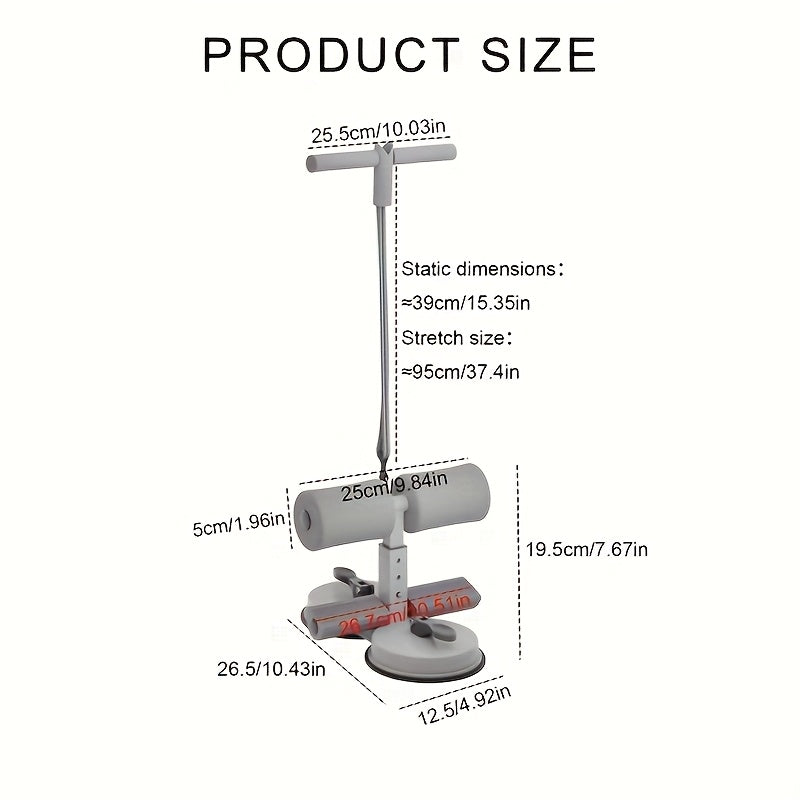 [Stainless Steel Sit-Up Assistant Bar] 3-Level Adjustable Stainless Steel Sit-Up Assistant Bar - Double Suction Cups, Home Gym Fitness Equipment for Core Workouts, Uncharged, Single Pack