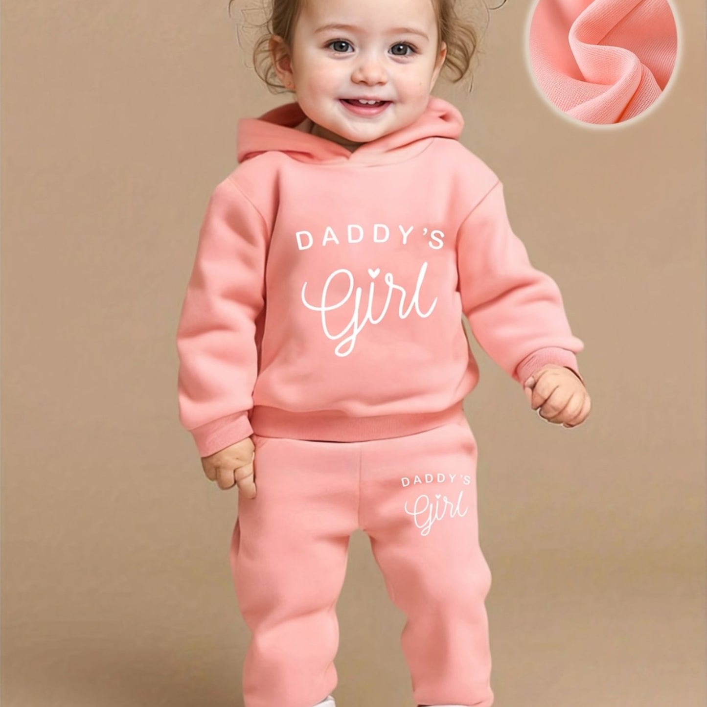 Baby Girl'S DADDY'S GIRL Letter Pattern Hoodie And Casual Long Pants Spring And Autumn Sports Outfit, for Outdoor