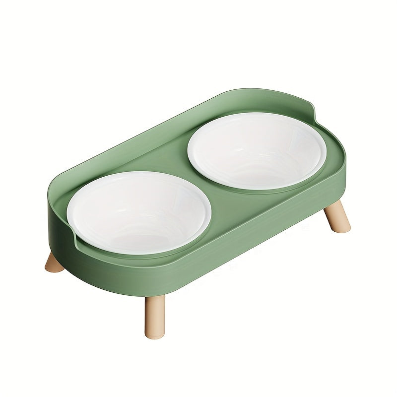 [Elevated Feeder] Elevated Double Bowl Feeder | Featuring Water And Feeding Integration Design, Available in Plastic, Stainless Steel, And Ceramic in Various Colors, Perfect for Cats And Dogs