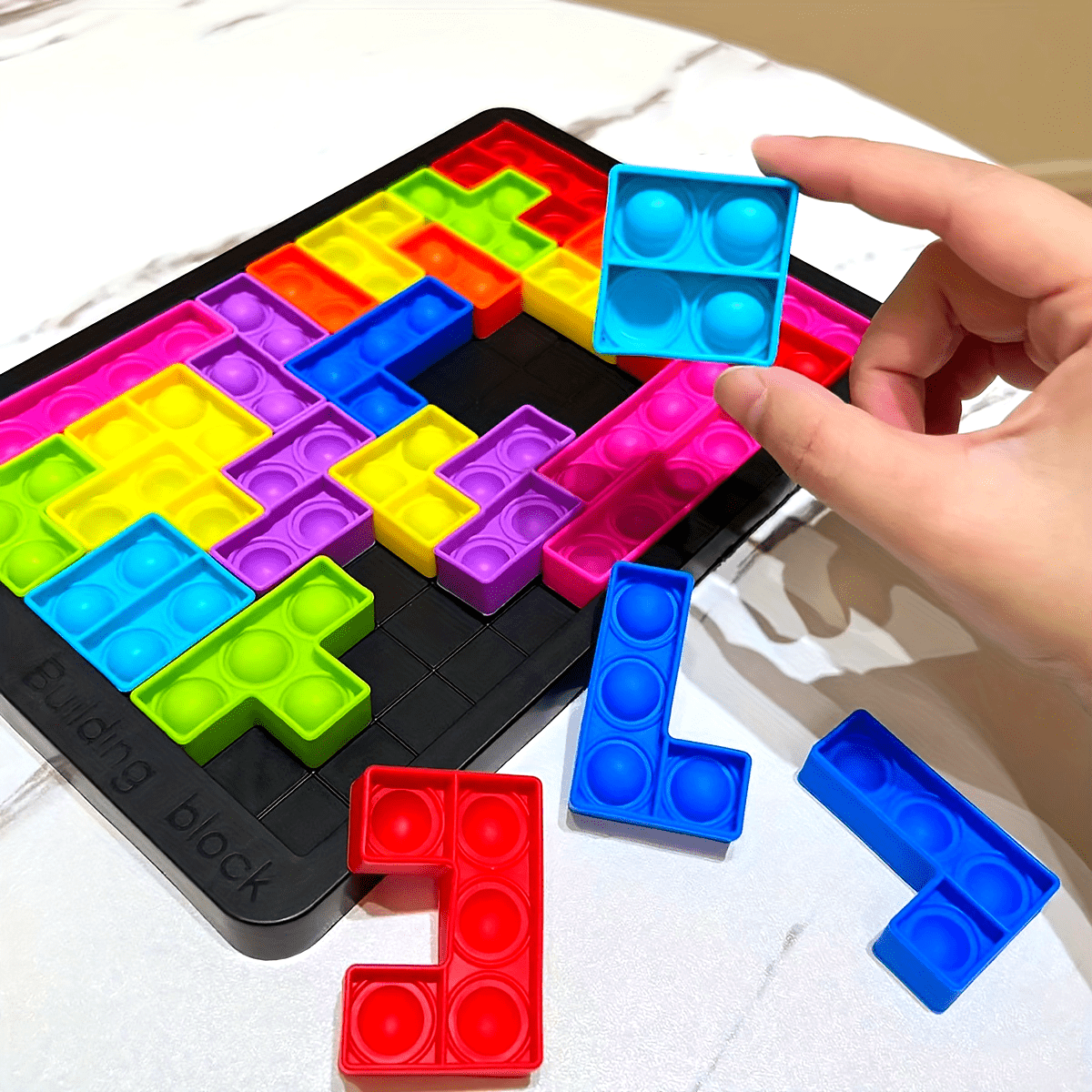 Soft Silicone Puzzle Building Blocks - Relax & Brain Teaser Game for Parent-Youngsters Bonding, Educational Toy