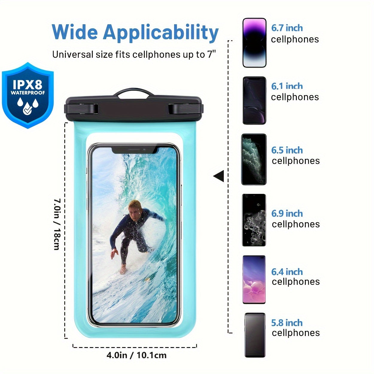 2 Pieces Waterproof Universal Phone Pouch - Up To 7.0" Waterproof Case For IPhone 14 13 12 11 Pro Max XS Plus Galaxy Cellphone Beach Vacation Essentials Dry Bag