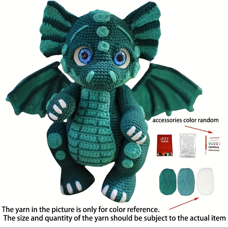 1Set Animal Crochet Kit for Beginners, Beginner Crochet Kit for Adults with Step-by-Step Text Tutorials, Dragon DIY Knitting Kit, Cute Funny Home Decorative Ornaments, Birthday Valentine's Day Festival Gifts