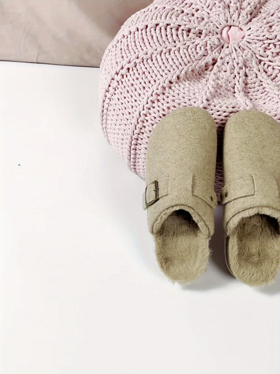 [Comfortable Fleece Slippers] Warm Fleece-Lined Slippers | Autumn and Winter Women's Fashion Casual Comfortable, Slip-on Thick Sole Half-Covered Heel Slides