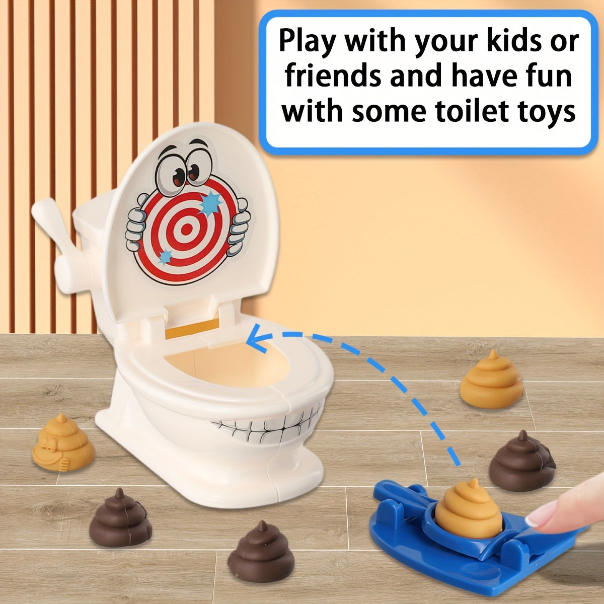 [Poop Shooting Game] Fast Crazy Poop Shooting Game - Poop Shooting | Fun Family Game for Youngsters - Includes 1 Toilet, 2 Quick Launchers, 6 Soft Plastic Toy Poops, Suitable for 3 4 5 6 7 8 9 Years Old Boys and Girls Toy Gift