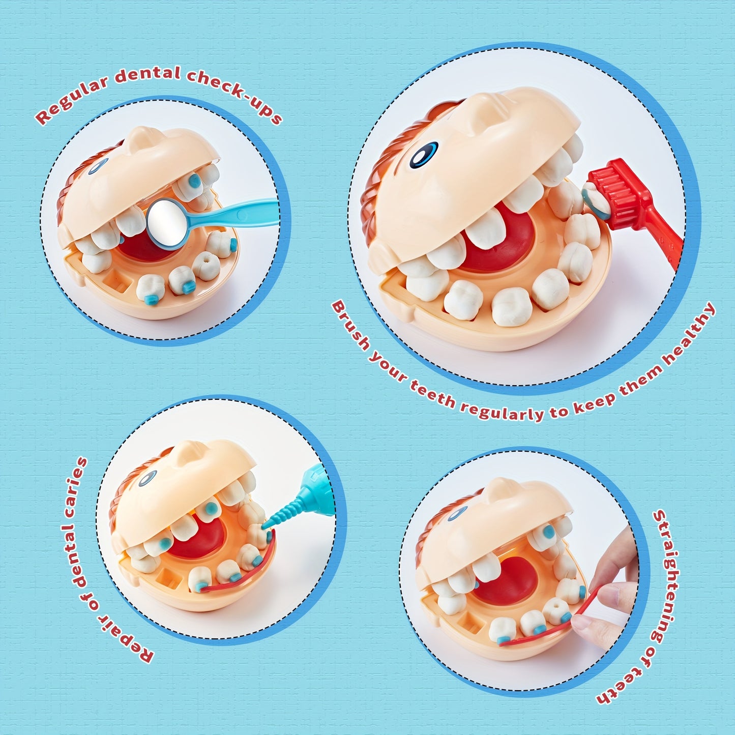 [Educational Dentist Playset] Educational Dentist Playset Modeling Clay Accessories Set for Youngsters, 3 years old, with Various Plastic Molds and Tools, Perfect for Winter, New Year