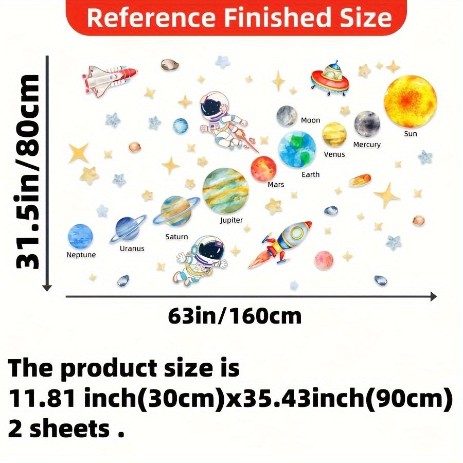 Nine Planets in the Solar System Wall Stickers for Bedroom and Living Room Decoration Space Astronaut Stickers