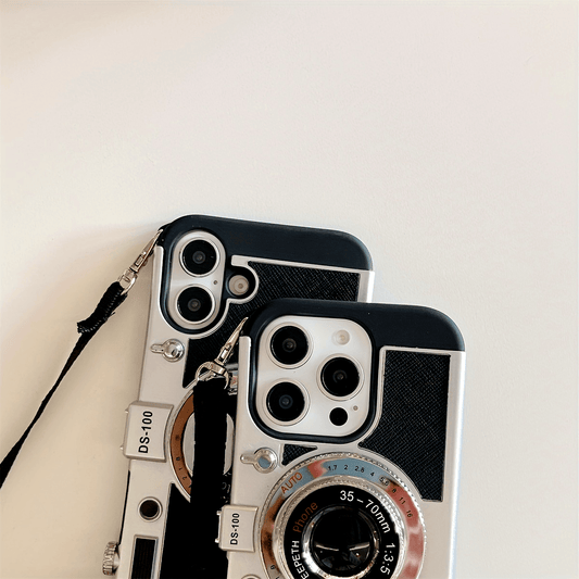 iPhone Crossbody Strap Case - 3D Camera Phone Case for 16 15 Pro 14 Plus 11 13 12 Pro Max - Cute Soft Protective Cover
