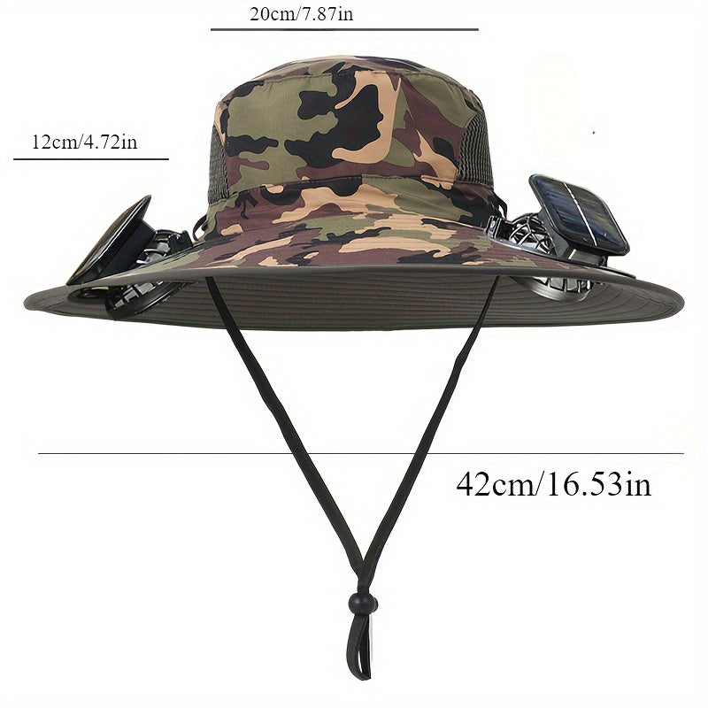Outdoor Solar Multifan Fan Hat. In-Ward Detachable Dual Fan. Adjustable Three Wind Speed with USB Charging Interface. Suitable for Outdoor Leisure Fishing Hat. Fisherman Hat. Sunscreen Hat. Outdoor Sunshade Hat. Hiking Hat.