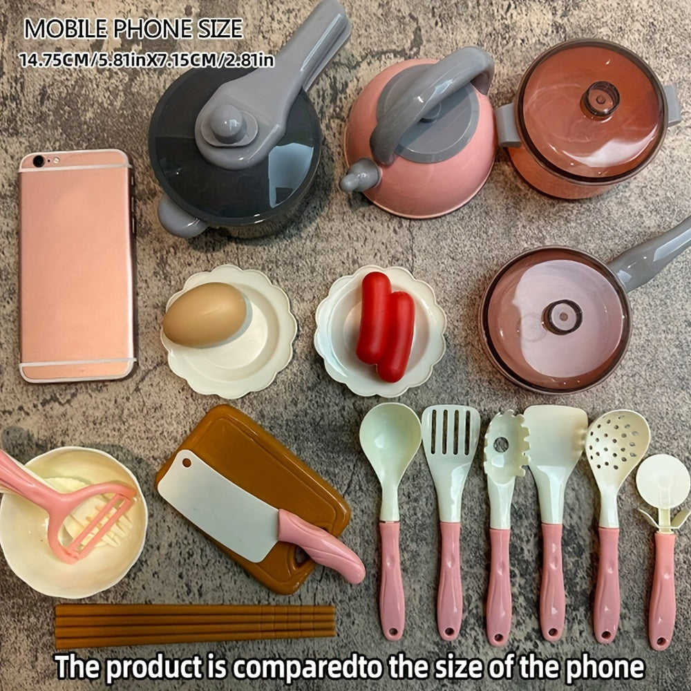 Play House Simulation Mini Kitchen Set, 61pcs/28pcs Youngsters's Simulation Mini Kitchenware Set Pressure Cooker Induction Cooker Cutting Fruit Kitchen Cooking Set Interactive Game Toy