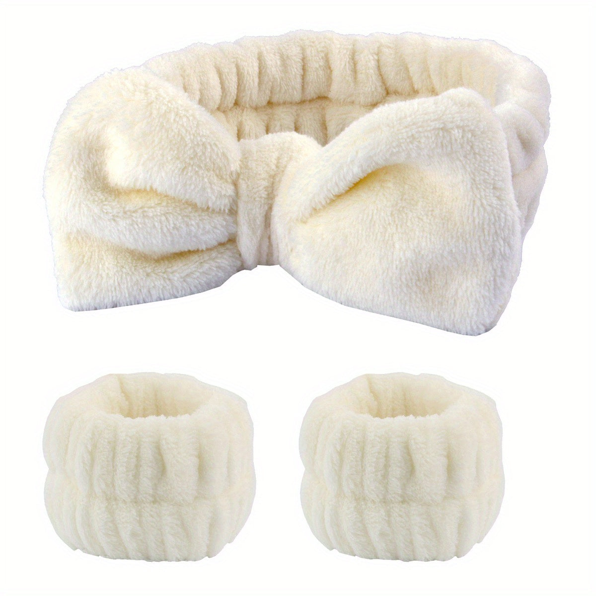 1pc/3pcs Adorable Bow Hair Band and Wristband Set, Soft Spa Headband for Washing Face, Makeup, Skincare, and Hair Styling