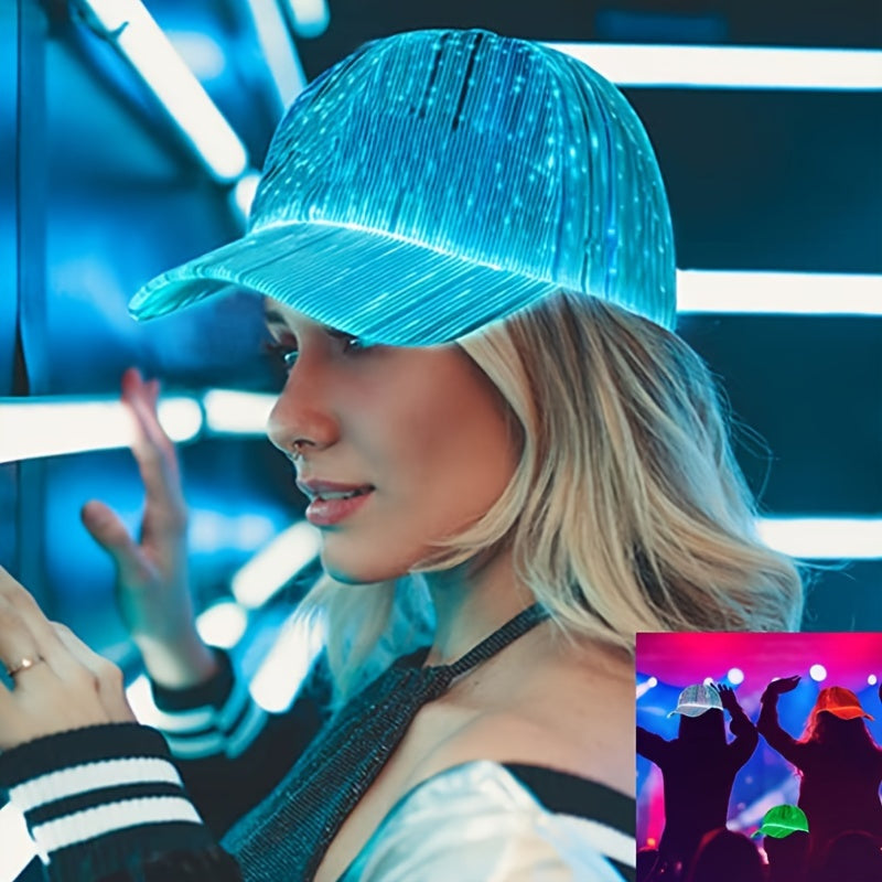 1pc LED Glowing Cap, Luminous Baseball Hat, 7 Colors Glow Hat, USB Charging Light Up Caps, Different Changing Modes Cool Glowing Hats Party Gift halloween christmas gift -winter, new year