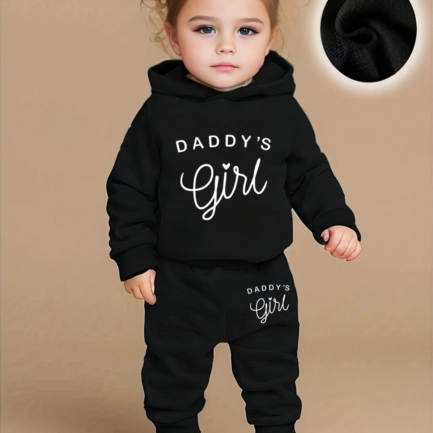 Baby Girl'S DADDY'S GIRL Letter Pattern Hoodie And Casual Long Pants Spring And Autumn Sports Outfit, for Outdoor