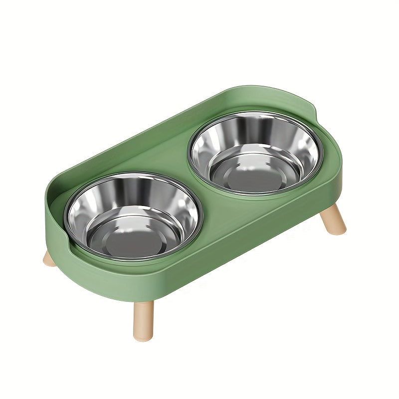 [Elevated Feeder] Elevated Double Bowl Feeder | Featuring Water And Feeding Integration Design, Available in Plastic, Stainless Steel, And Ceramic in Various Colors, Perfect for Cats And Dogs