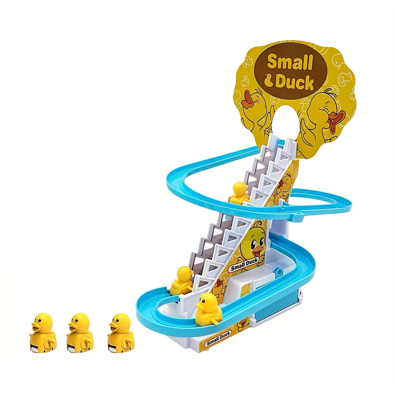 [Interactive Duckling Toy] Fun & Educational Interactive Electric Duckling Stair Climber Toy with Lights & Music | Slide Playset for Boys and Girls | Ideal Birthday, Easter, Halloween, Christmas Gift (Batteries Not Included)