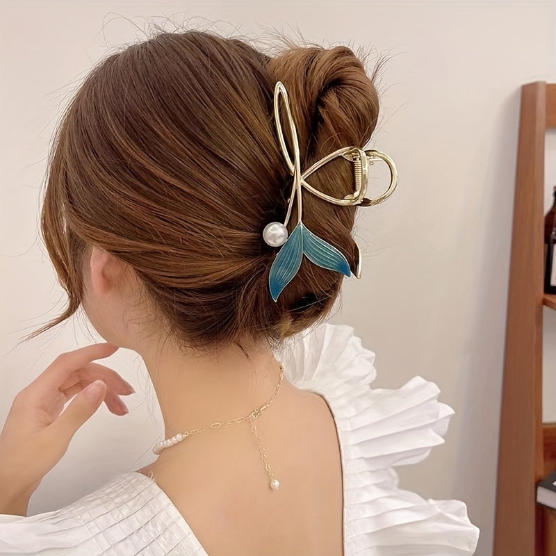 Sweet Elegant Whale Tail Claw Clips - Hair Accessories for Women & Girls, Ideal Gift Choice