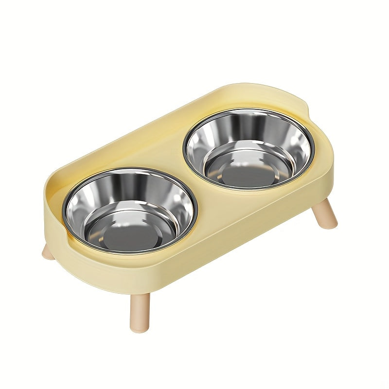 [Elevated Feeder] Elevated Double Bowl Feeder | Featuring Water And Feeding Integration Design, Available in Plastic, Stainless Steel, And Ceramic in Various Colors, Perfect for Cats And Dogs
