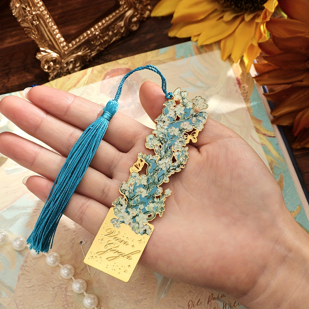 8pcs Metal Vintage Artistic Bookmarks with Long Tassels, Retro Hollow Design for Book Lovers, Students & Office Use