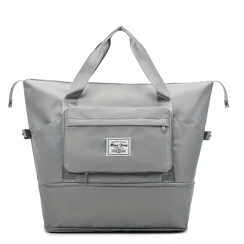 [Durable Travel Duffel] Durable Oxford Fabric Large-Capacity Foldable Travel Duffel Bag - Multi-Functional Outdoor Sports and Fitness Handbag with Dry/Wet Separation - Available in Gray/Purple/Blue/Black, Perfect for Gym, Weekend Getaways, and Travel Orga