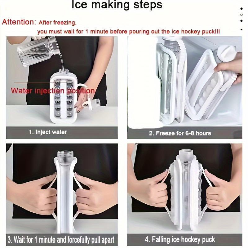 [Portable Ice Maker] 2-in-1 Folding Ice Maker Water Bottle & 17-Grid High-Capacity Ice Tray | Portable, Space-Saving, Durable Plastic Household Ice Maker for Cocktails, Beverages, Beverage Cooling, Compact Storage, Userfriendly Construction