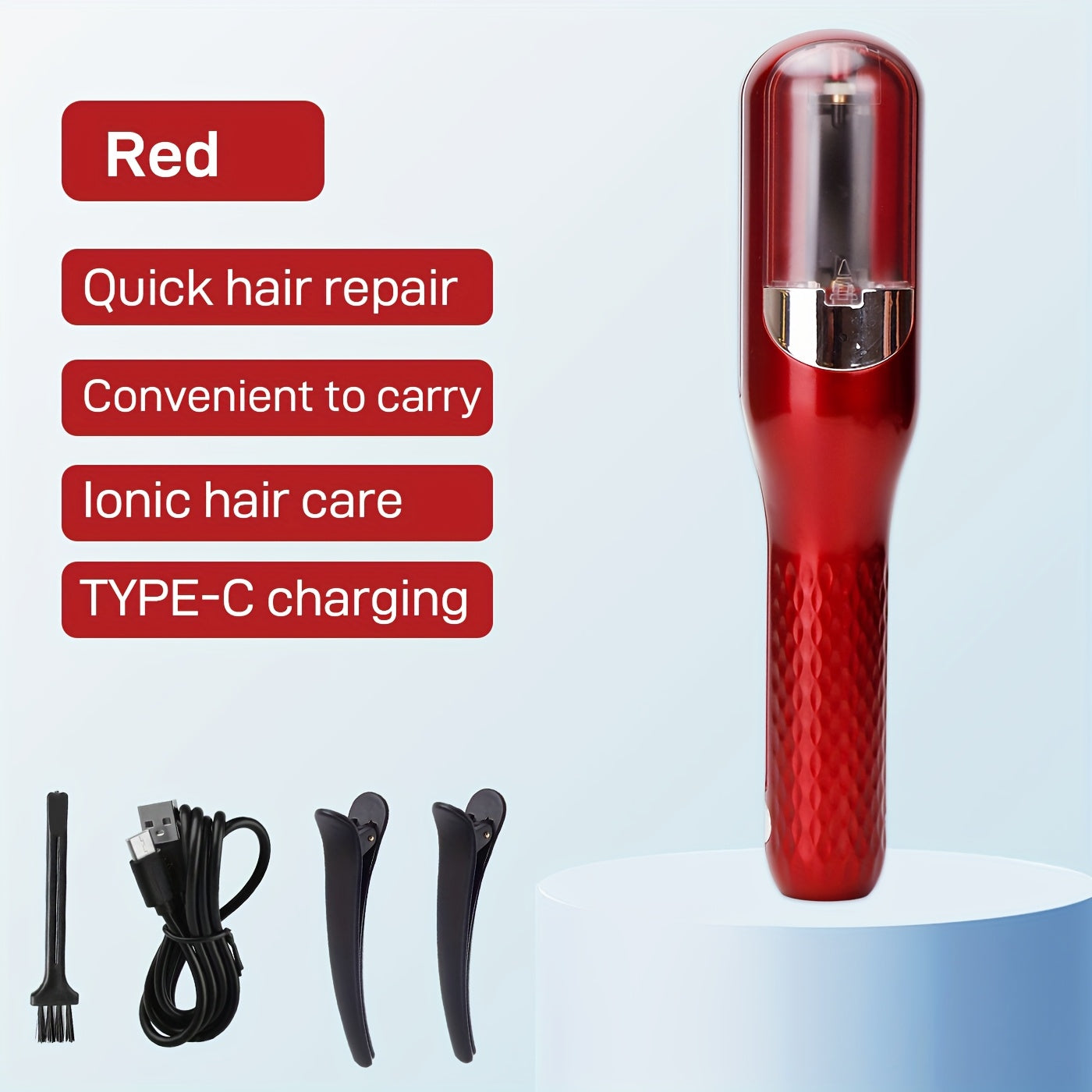 [Cordless Hair Trimmer] 2-in-1 Auto-Rechargeable Split End Trimmer & Hair Clipper | Cordless Beauty Tool for Damaged Hair (Dry, Frizzy, Curly, Brittle) - Includes Limit Comb & Hairpin, ABS Plastic Body