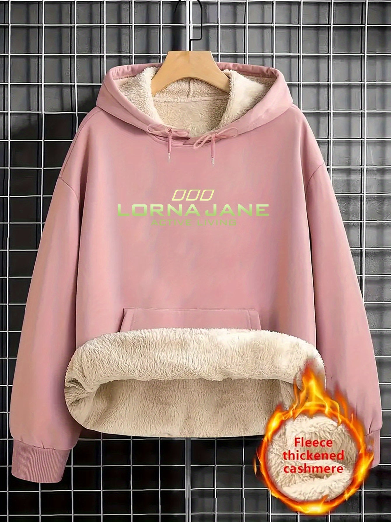 1pc Stylish Green "Lorna Jane" Letter Print Hoodie for Women - Cozy Long Sleeve Pullover with Pockets, Casual Fall/Winter Sweatshirt, Perfect Holiday Gift, Casual Wear Hoodie | Trendy Women'S Hoodie | Texture