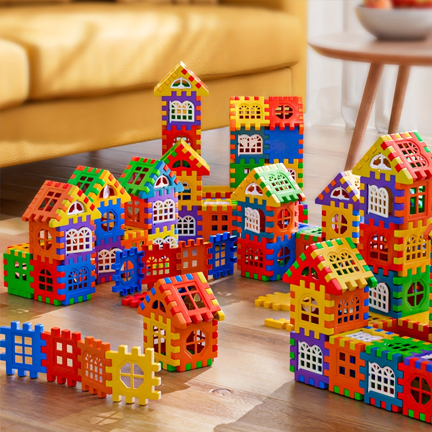 100Pcs Large Size Creative Square Block House Assembly Building Blocks, Basic Educational DIY Assembly Toys for Birthday Gifts
