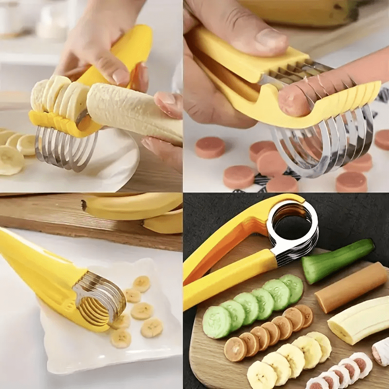 1pc Stainless Steel Banana & Cucumber Slicer - Food-Safe, Easy to Use, Ideal for BBQs & Outdoor Cooking, Kitchen Gadget, Outdoor Kitchenware, Essential Tool for Camping and Dinin