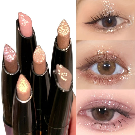 6 colors Sparkling High gloss pen highlighter Stick - Glitter Shimmering Eyeliner Pen for Brightening and Enhancing Eyes For Music Festival