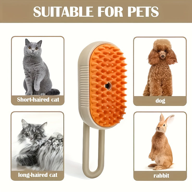 [3 In 1 Steamy Brush] 3 In 1 Cat Steamy Brush, Steamy Cat Brush | Cat Brush Massaging Comb, USB Recharging Pet Grooming Comb - for Removing Loose Hair & Massaging, Suitable for All Cats & Dogs, Perfect Gift for Pet Lovers
