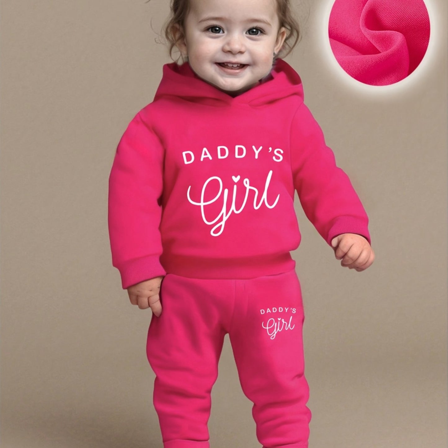 Baby Girl'S DADDY'S GIRL Letter Pattern Hoodie And Casual Long Pants Spring And Autumn Sports Outfit, for Outdoor