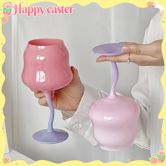 [Colorful | Vintage] 1pc Large Capacity Colorful Whiskey Macaron Twist Wine Glass, Tall Vintage | 500ml/16.9oz, High-Top, Small Fresh, Retro, for Whiskey, Wine