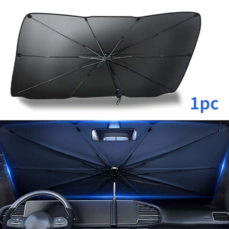 Premium Silvery Car Sunshade - Front Windshield Heat Insulation & UV Protection, Roll-Up Design for Easy Storage - for All Car Models - Suitable for Summer & Hot Weather - Perfect Gift for Car Owners