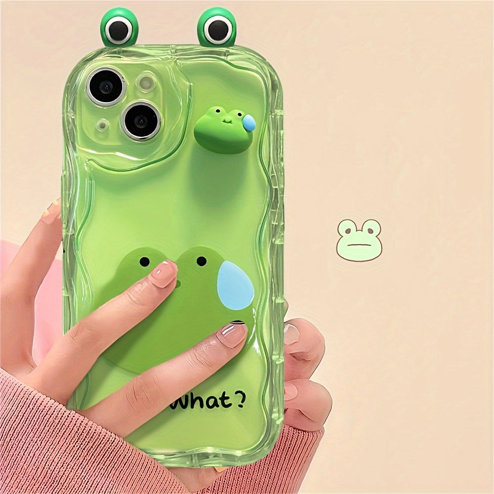 [Cute Cartoon Phone Case] iPhone 15 14 13 12 11 Pro Max XS Max X XR Soft Phone Case - Cute Cartoon 3D Transparent Pink Rabbit Green Frog Brown Bear Wavy Border Protector - Soft Cover