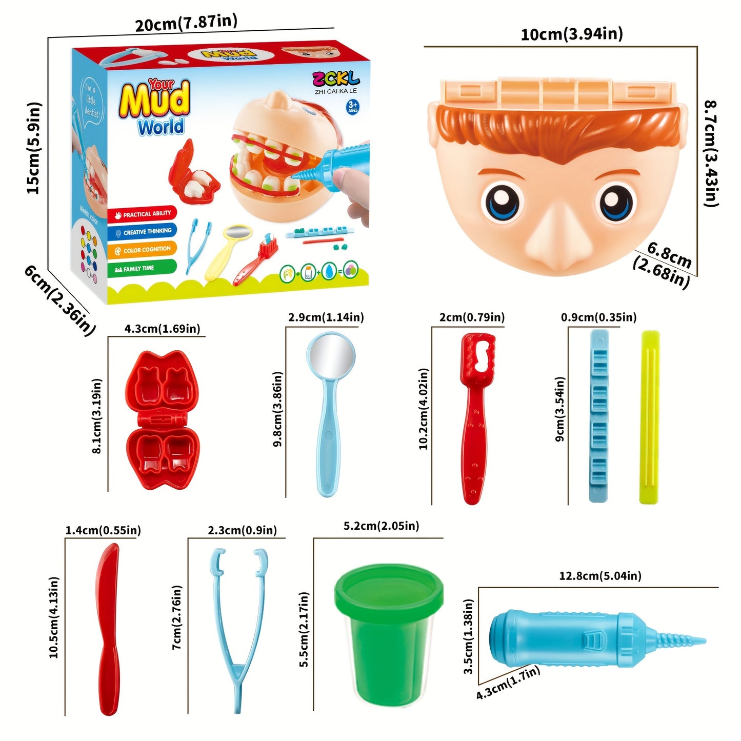 [Educational Dentist Playset] Educational Dentist Playset Modeling Clay Accessories Set for Youngsters, 3 years old, with Various Plastic Molds and Tools, Perfect for Winter, New Year